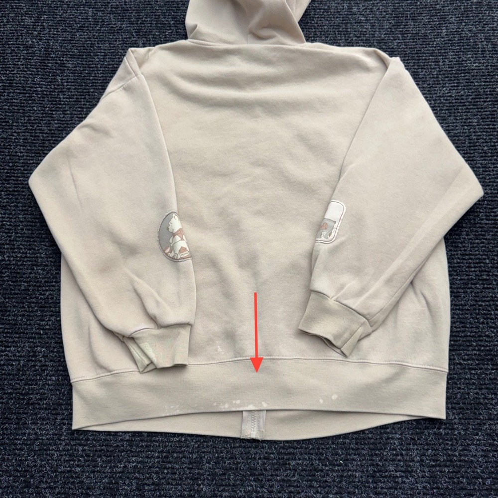 Disney Winnie the Pooh Eeyore Full Zip Hoodie Tan Beige Character Patch Large - Picture 16 of 16